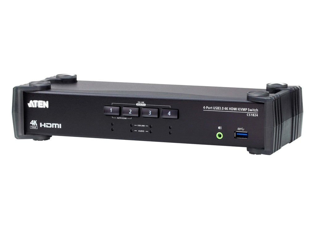 CS1824 4-Port USB 3.0 4K HDMI KVMP Switch with Audio Mixer Mode