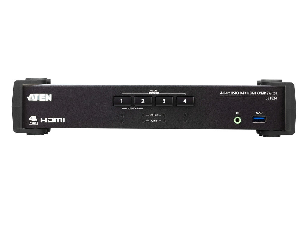 CS1824 4-Port USB 3.0 4K HDMI KVMP Switch with Audio Mixer Mode