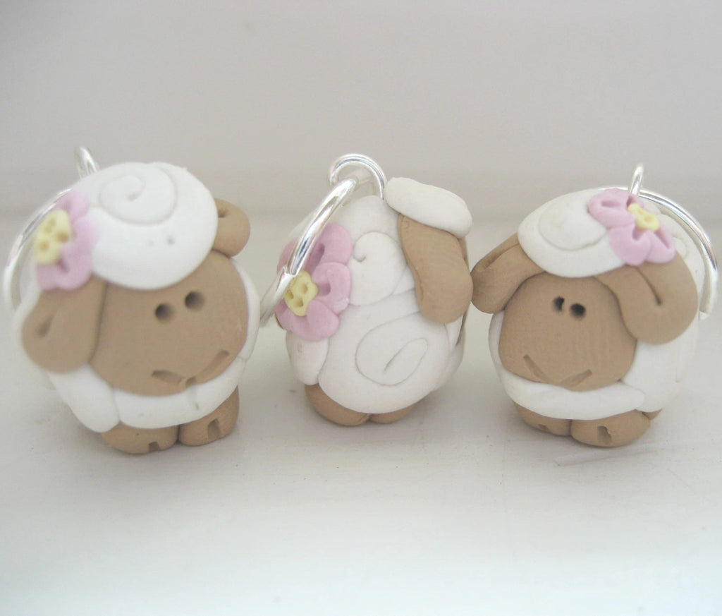 Lot handmade SHEEP stitch marker set- knitting crochet designer gift custom made