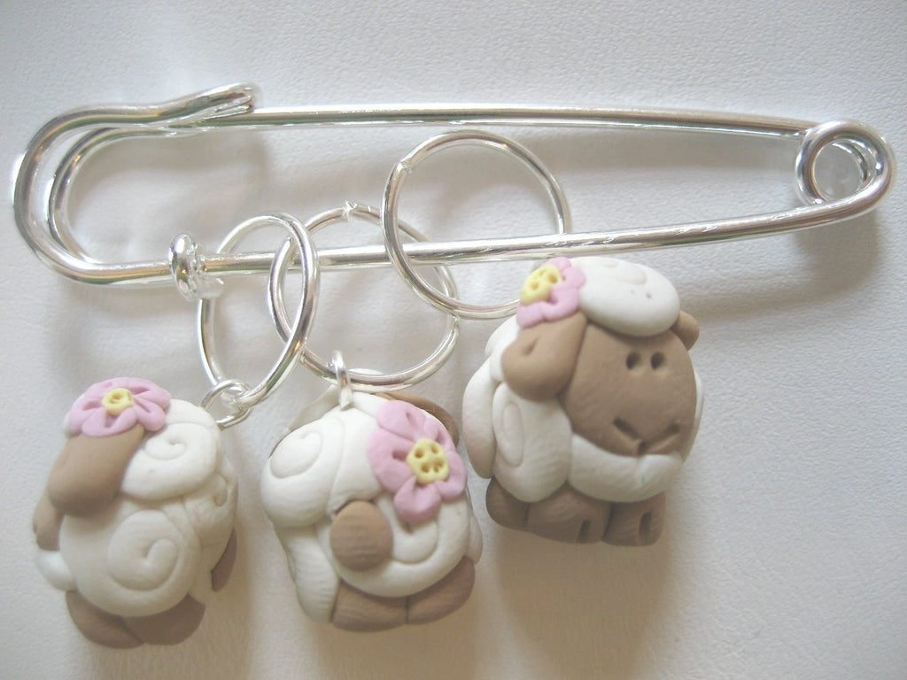 Lot handmade SHEEP stitch marker set- knitting crochet designer gift custom made