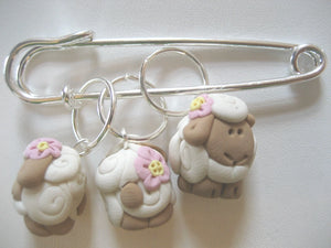 Lot handmade SHEEP stitch marker set- knitting crochet designer gift custom made