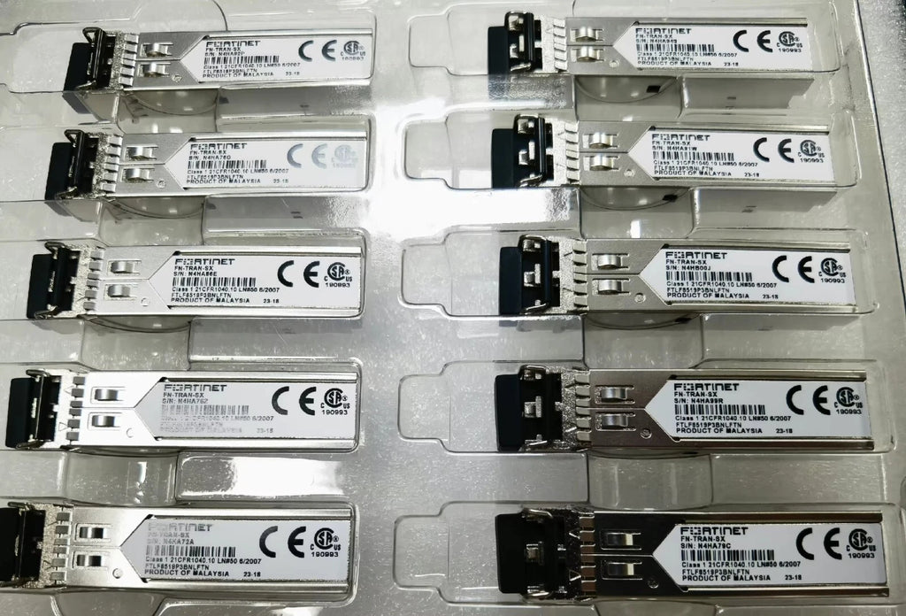10 PCS FN-TRAN-SX | Fortinet | 1GE SFP SX transceiver module.