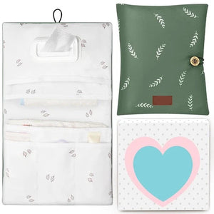 Diaper bag organizer with green top section and white base, featuring 'phoebus baby' branding.
