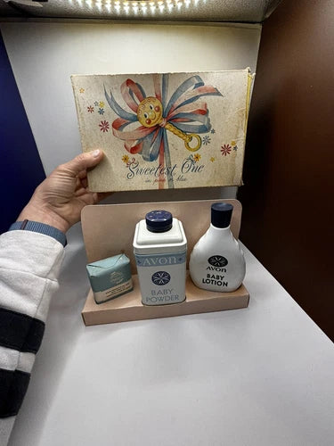 Vintage New Baby Gift Set From Avon | Original Products And Display | Vtg Ads