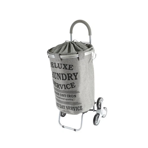 dbest products Stair Climber Laundry Trolley Dolly, Grey Laundry Bag Hamper B...