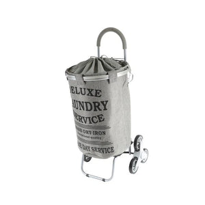dbest products Stair Climber Laundry Trolley Dolly, Grey Laundry Bag Hamper B...