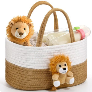 Lion Baby Diaper Caddy Organizer Cotton Rope Nursery Storage Bin Basket Shower