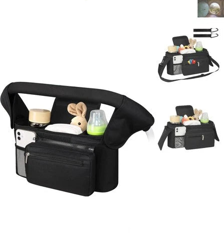 Black car seat organizer with product details and limited time deal text