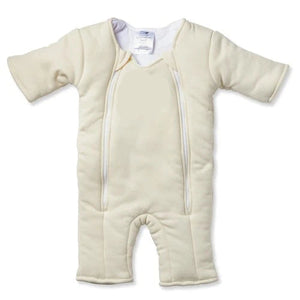 Baby onesie with a zipper on a white background
