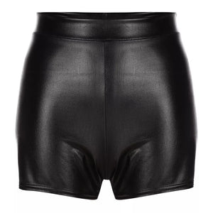 Women Wet Look Faux Leather Booty Shorts High Waist Hot Pants Metallic Clubwear