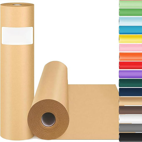 PerkHomy Brown Kraft Paper Roll 17.5" x 1,200" (100') for Gift Wrapping Bulletin Board Craft Art Bouquet Flower Packing Moving Shipping Floor Covering Table 70GSM 50LB (Brown, 17.5" x 100')
