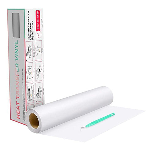 HTVRONT Heat Transfer Vinyl White HTV Rolls - 12" x 20ft White Iron on Vinyl for All Cutting Machines, HTV Vinyl for Shirts - Easy to Cut & Weed for Heat Transfer Design