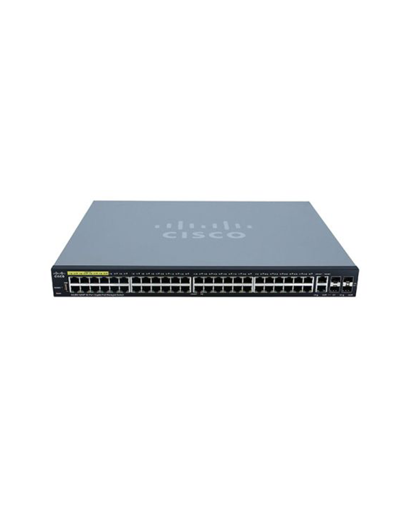 SG350-52MP-K9 - Cisco 350 Series 48-Ports 10/100/1000BASE-T PoE+ Layer 3 Rack-mountable Managed Network Switch with 4-Ports SFP
