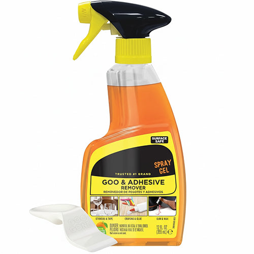 Goo Gone Adhesive Remover Spray Gel – Safe Glue and Sticker Remover for Labels, Tape Residue, Grease, Tar, Gum, Crayons, Candle Wax, Tree Sap, & Makeup on Hard Surfaces, Carpets, and Fabrics, 12 oz