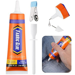 FITTDYHE Fabric Glue Permanent, 60 ML Washable Clear Clothing Glue, Super Fabric Adhesive for Rhinestones, Patches, Clothes, Denim, Leather, Polyester, Fabrics, Doll Repair, Flannel, Cotton